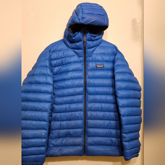 Patagonia Jackets & Blazers - Patagonia Down Sweater Hoody Women’s L Blue Lightweight Puffer Jacket Hooded